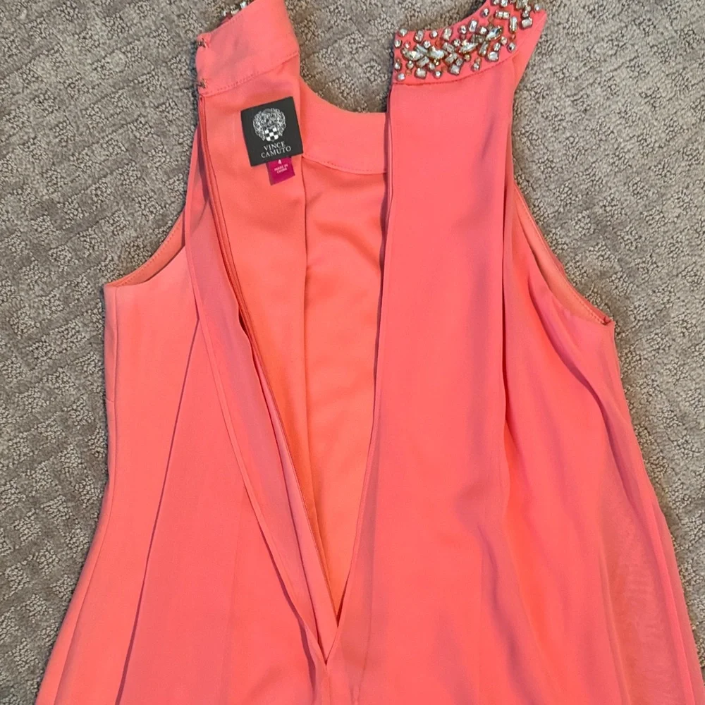 Vince Camuto Pink Asymmetrical Dress with Embellished Neckline - Picture 8 of 8